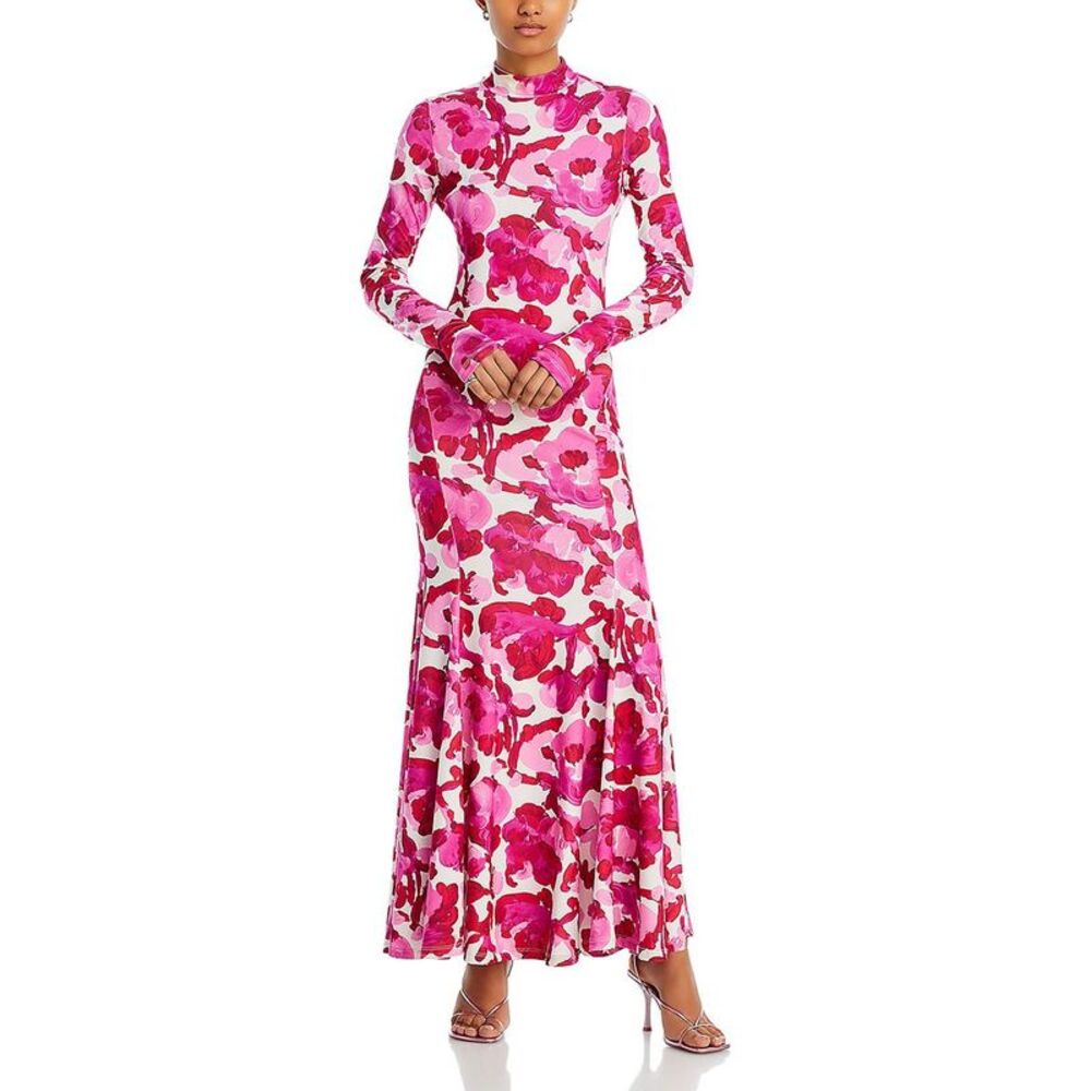 Long Sleeve Pink Floral Maxi Dress